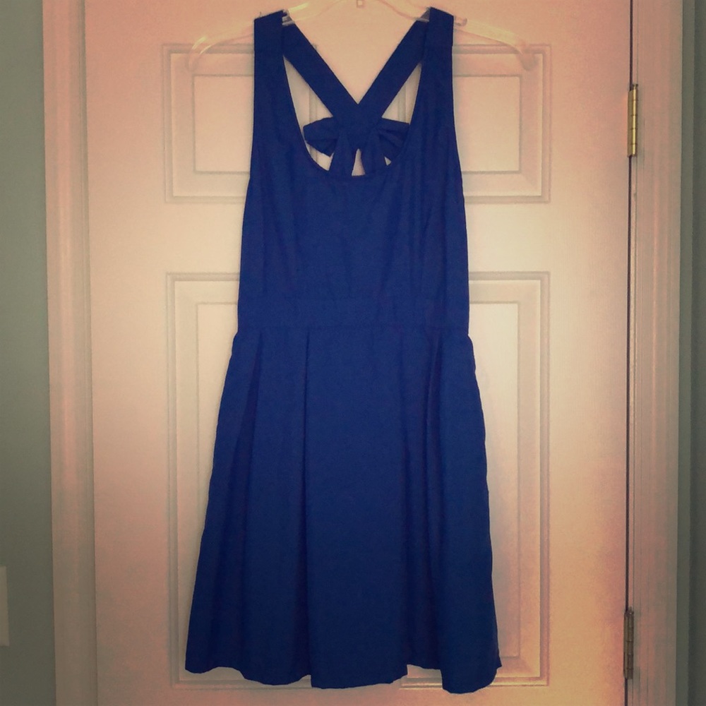 Charming Charlie Blue Dress *Bow AND Pockets*